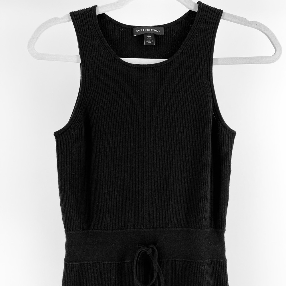 Saks Black Ribbed Stretch Knit Sleeveless Midi Dress, Women’s Small - Picture 2 of 6